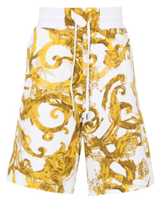 Versace Katoenen Shorts Met Barokprint in het Metallic voor heren