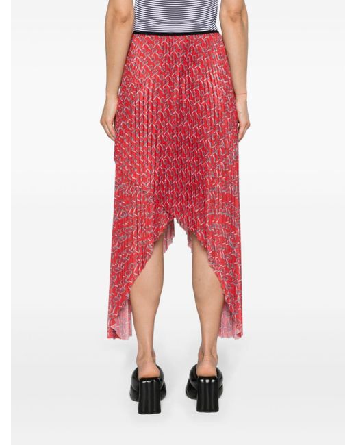 Burberry Red Mid-rise Pleated Skirt