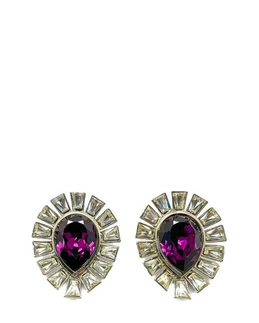 JENNIFER GIBSON JEWELLERY Metallic Vintage Amethyst Teardrop Necklace &Amp; Earrings Set 1980S
