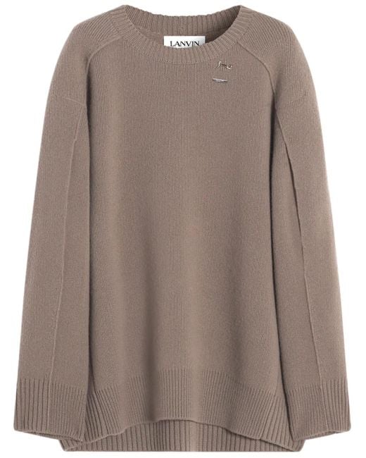 Lanvin Brown Wool-Cashmere Oversize Jumper