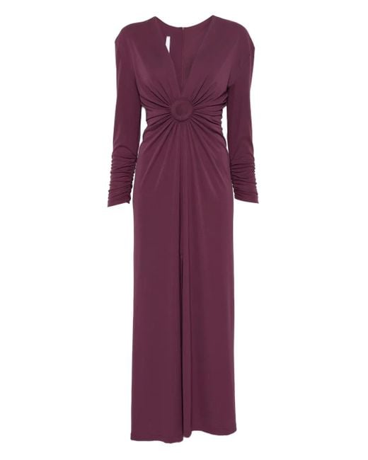 Imperial Purple Ring-Detail Maxi Dress