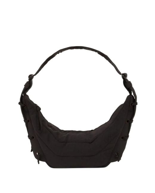 Lemaire Black Soft Game Quilted Lace-Up Small Shoulder Bag