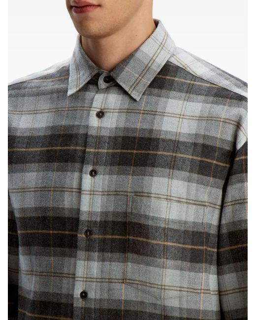 12 STOREEZ Gray Checked Flannel Shirt for men