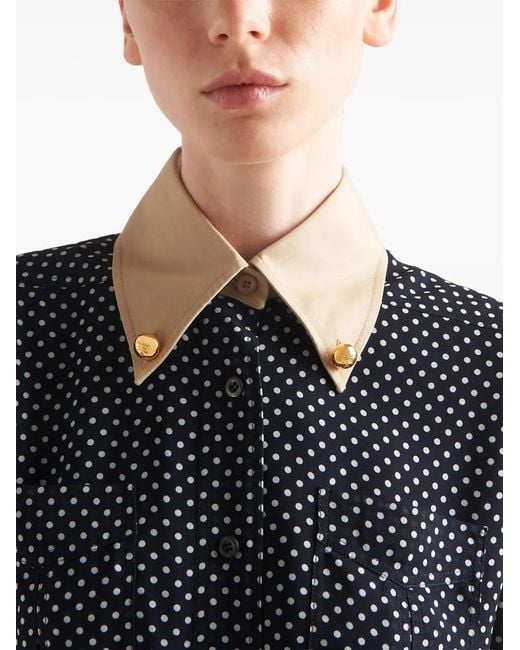 Prada Blue Polka Dot Georgette Dress