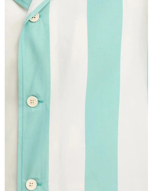 Sunnei Green Striped-Pattern Short-Sleeve Shirt