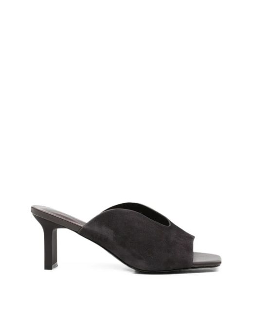 SERGIO MORETTI FIRENZE Black Suede Square-Toe Sandals