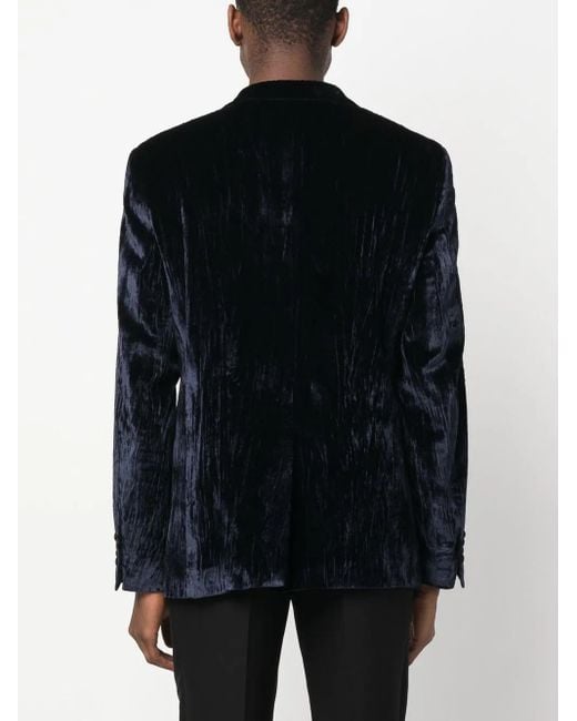 Philipp Plein Black Single-Breasted Velvet Blazer for men