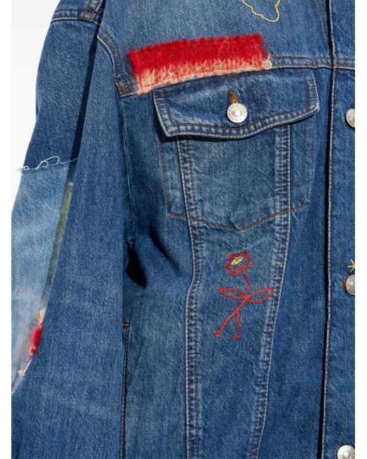 Veste en jean à empiècement en maille Marni en coloris Blue