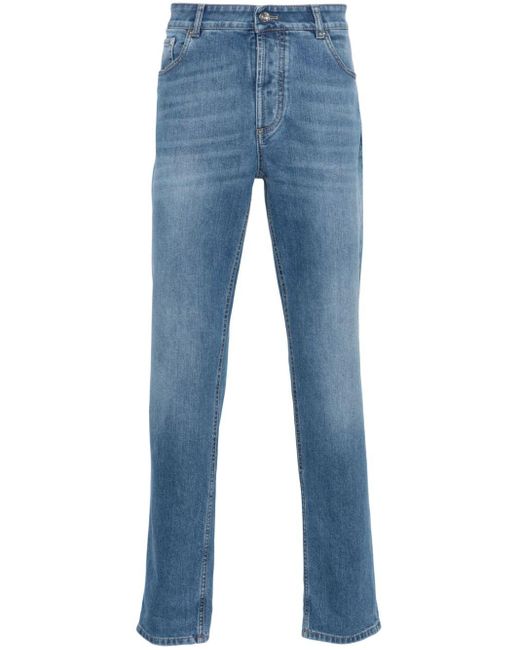 Jeans slim a vita media di Brunello Cucinelli in Blue da Uomo
