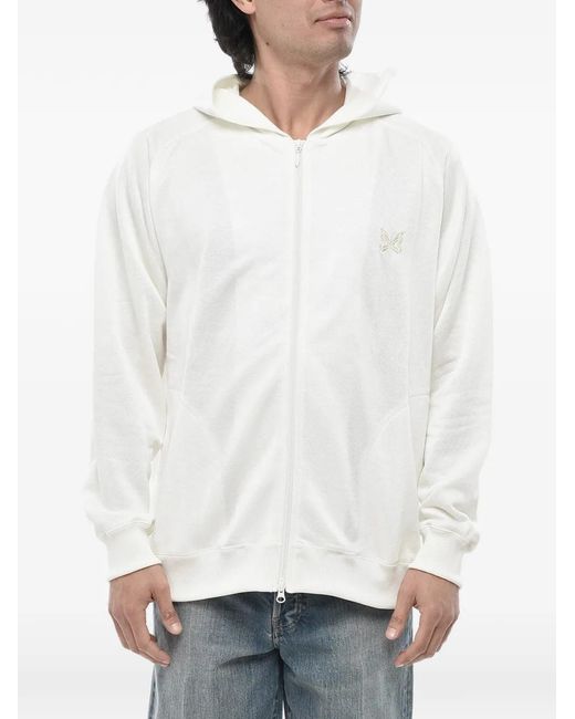 Needles White Logo-Embroidered Zip-Up Hoodie for men