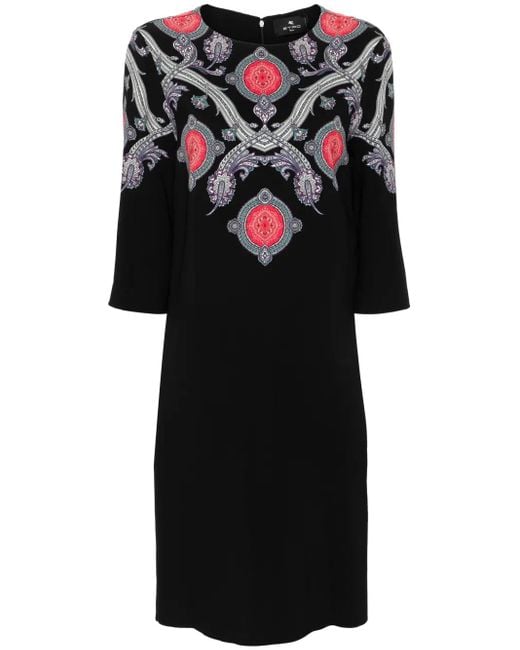 Vestido midi con estampado de cachemira Etro de color Black