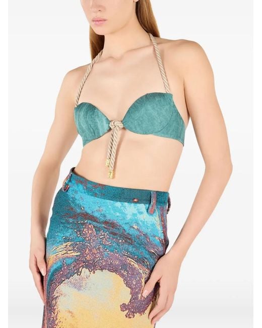 Roberto Cavalli Green Rope-Detailing Top