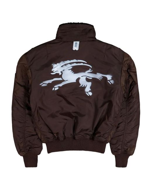 PROTOTYPES Brown Sprayed Goat Bomber Jacket for men