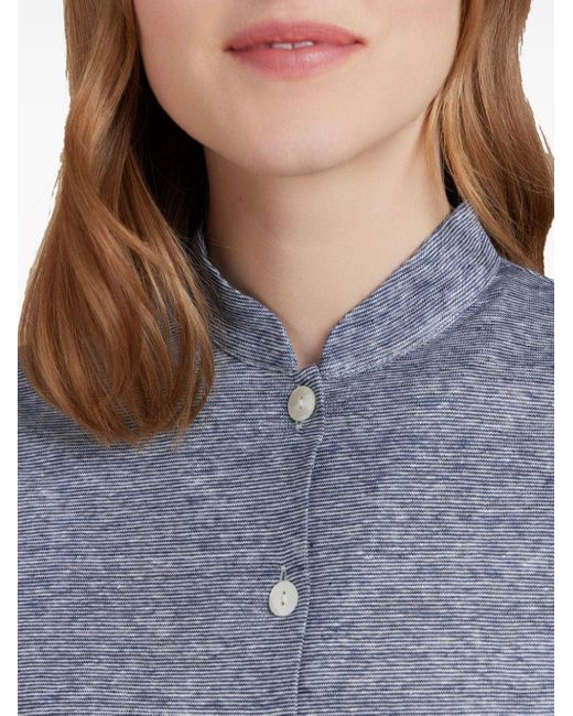 Agnes B. Gray Short-sleeve Linen Shirt