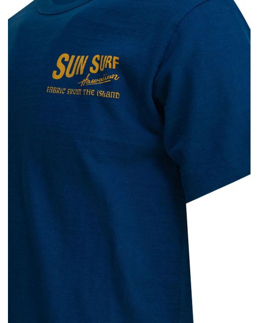 Sun Surf Blue Logo-Print Cotton T-Shirt for men