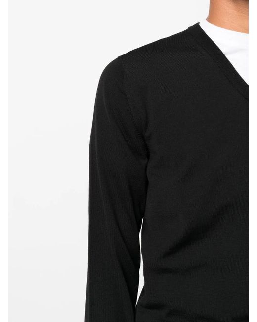 Zanone Black V-Neck Knit Jumper for men
