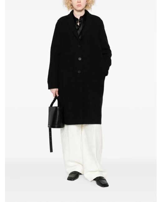 Harris Wharf London Black Button-Front Wool Coat