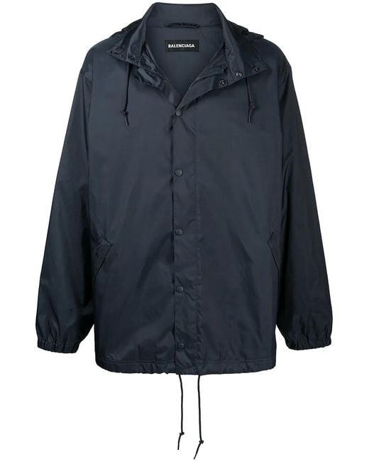 Balenciaga Blue Multi Language Logo Rain Jacket for men