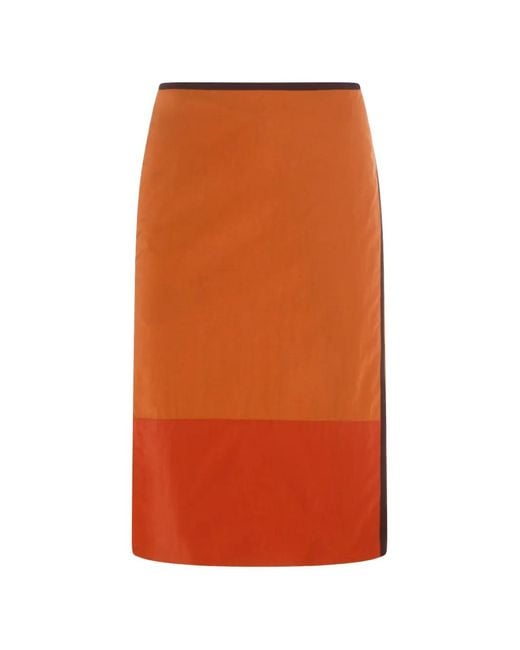 Saint Laurent Orange Pocket Midi Skirt