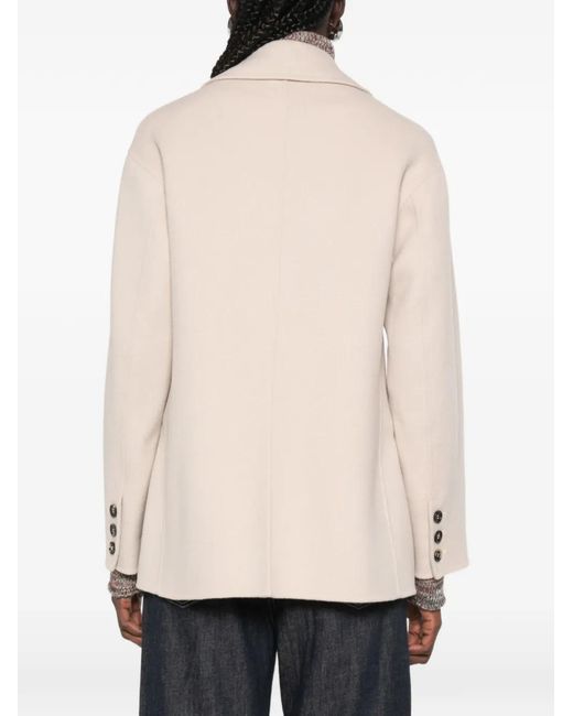 Max Mara White Melfi Notched-Lapel Button-Fastening Coat