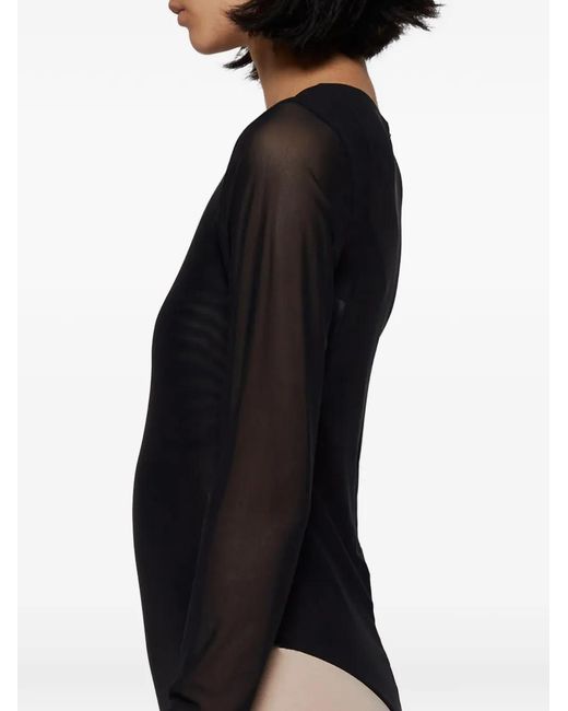 GRACE FAENA Black Zebra Embellished Bodysuit