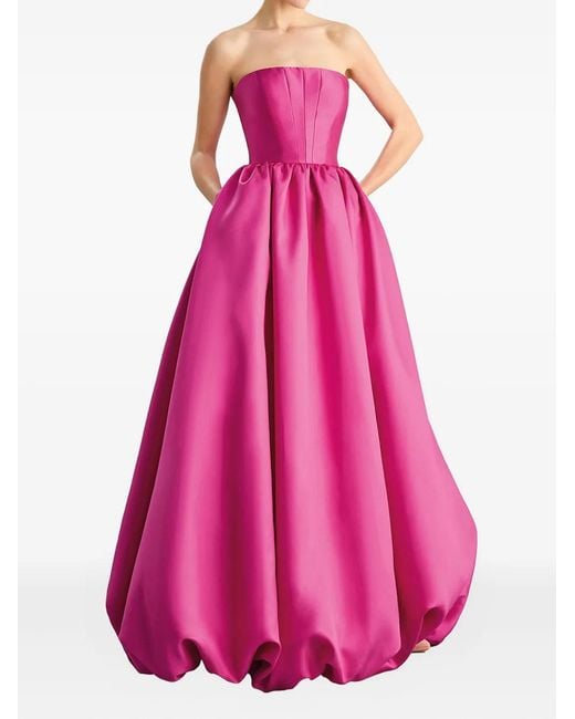Vera Wang Pink Strapless Balloon Maxi Dress
