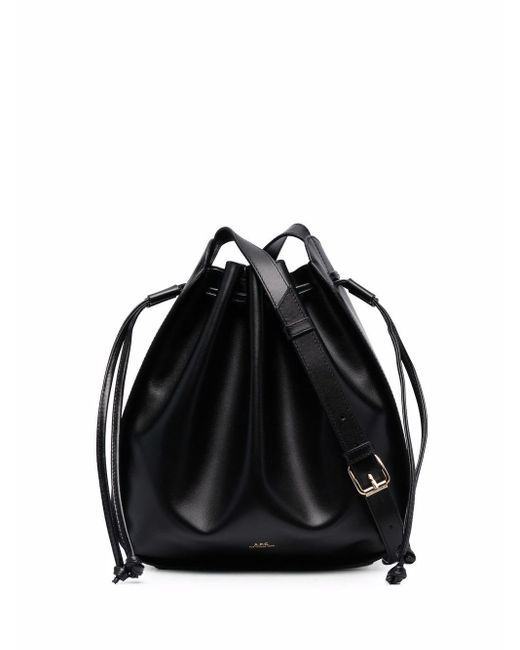 A.P.C. Courtney Leather Bucket Bag in Black - Lyst