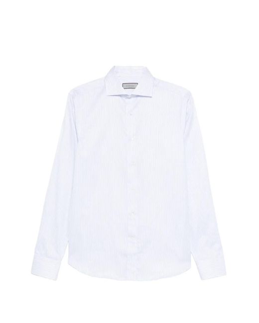 Canali White Striped Shirt for men