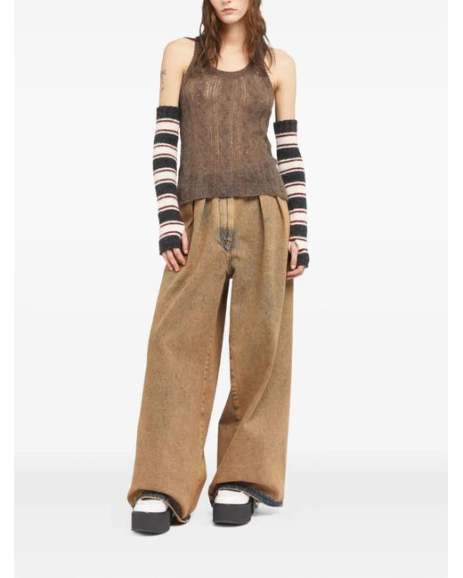 Alanui Brown Desert Drift Cable-Knit Tank Top