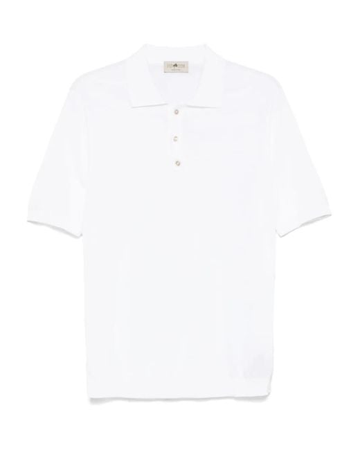 Irish Crone Fein Gestricktes Poloshirt in White für Herren