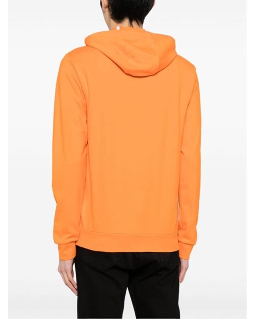 Hoodie en coton à logo imprimé EA7 pour homme en coloris Orange