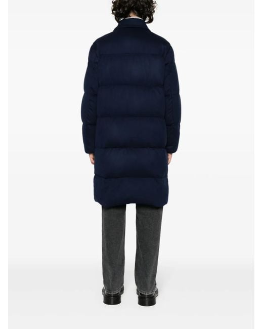 Kiton Blue Padded Cashmere-Blend Coat for men