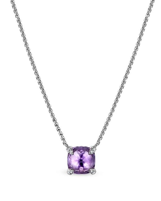 David Yurman Metallic Sterling Petite Chatelaine Amethyst And Diamond Necklace