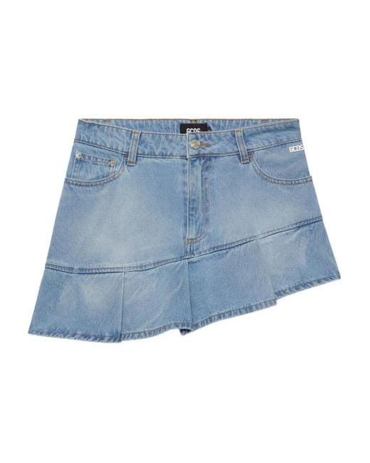 Gcds Blue Pleated Mini Skirt