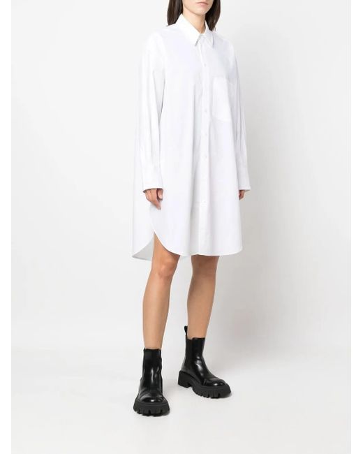 Palm Angels White Rhinestone Logo Shirt Dress