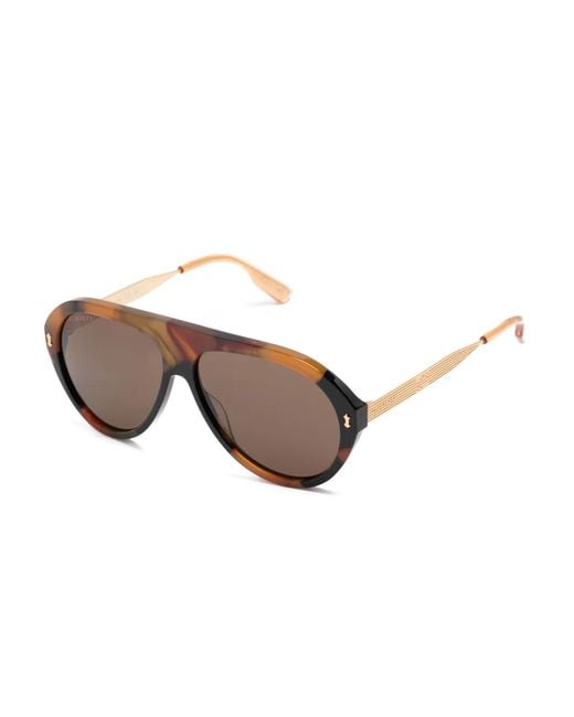 Gucci Brown Tortoiseshell Navigator-Frame Sunglasses for men