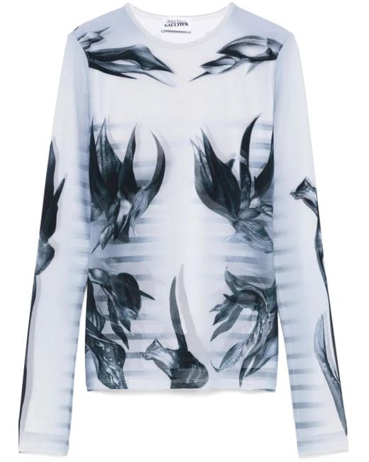 Jean Paul Gaultier Blue The Flower Body Morphing Marinière T-Shirt