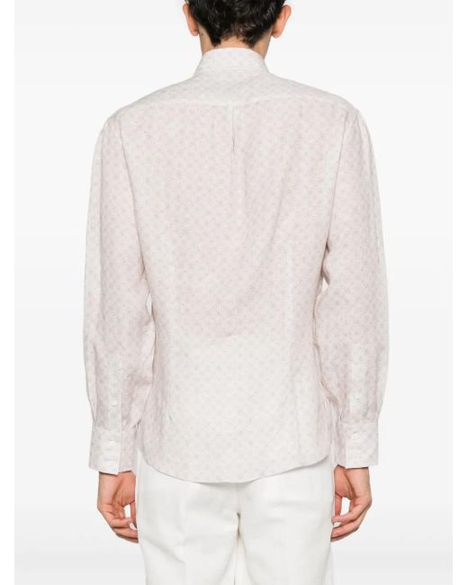 メンズ Brunello Cucinelli プリント シャツ White