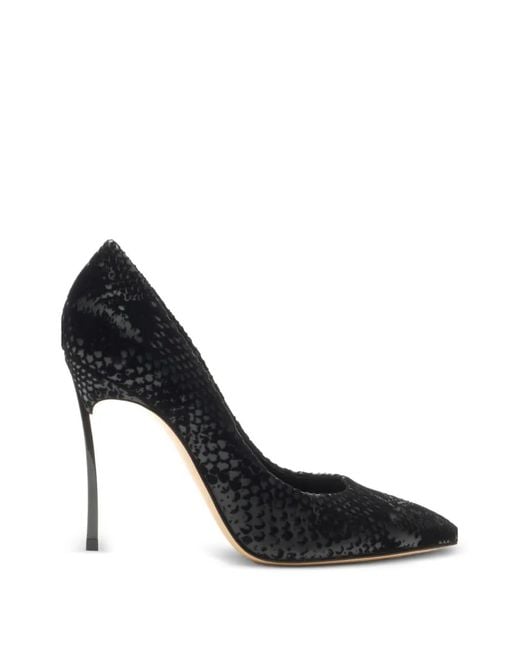 Casadei Black Blade Kitana Python-Effect Pumps