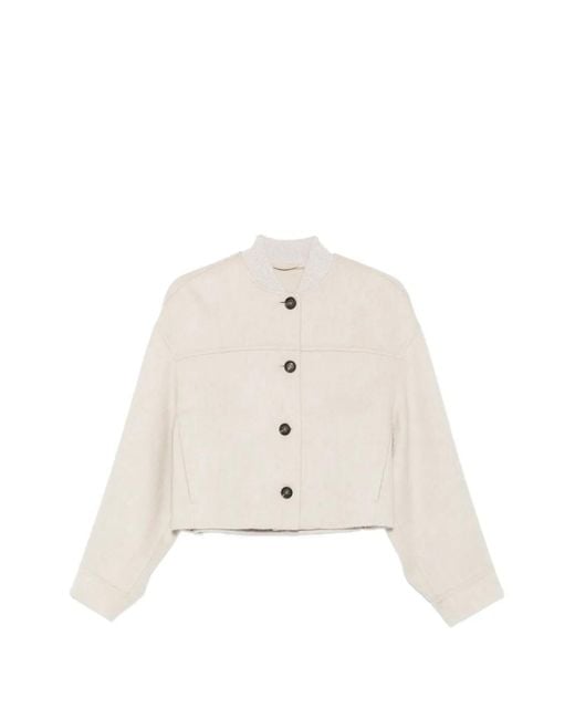 Brunello Cucinelli White Veste À Boutonnière