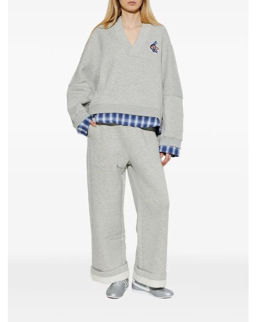 Munthe Gray Nash Layered-Effect Logo-Patch Sweatshirt