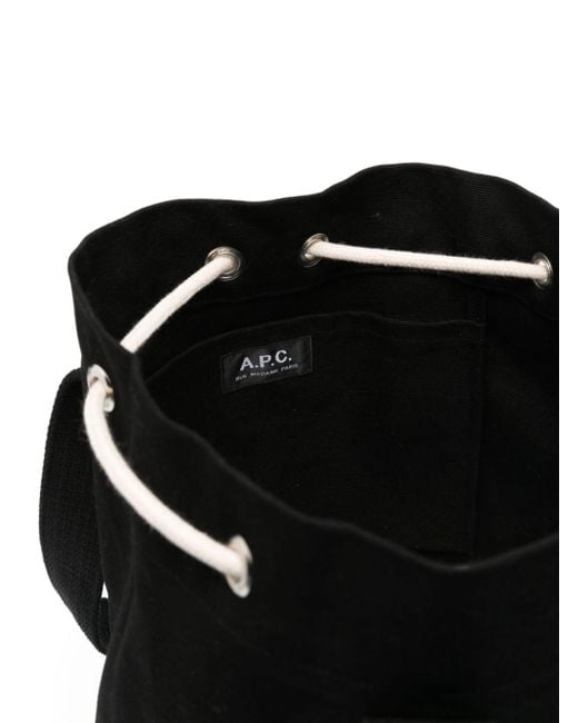 A.P.C. Black Angelo Shopper aus Canvas mit Logo-Stickerei