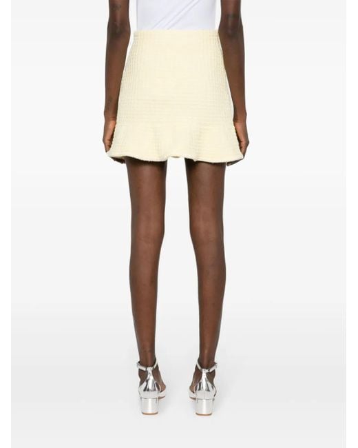 Self-Portrait Natural 'Knitted Mini Skirt With Jewel Buttons