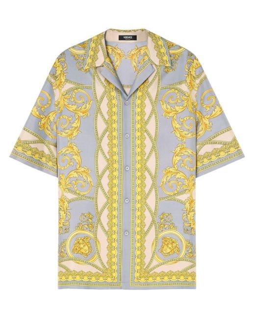 Camisa con estampado Barocco Versace de hombre de color Yellow