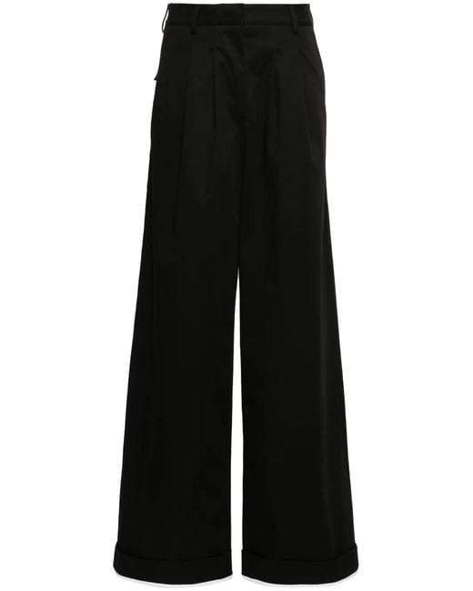 Palm Angels Black Straight Leg Cotton Blend Trousers
