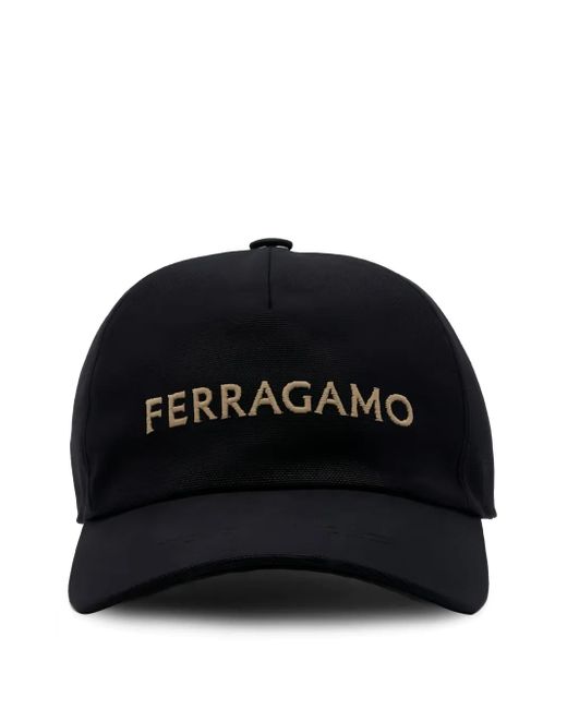 Ferragamo Black Logo-Embroidered Baseball Cap