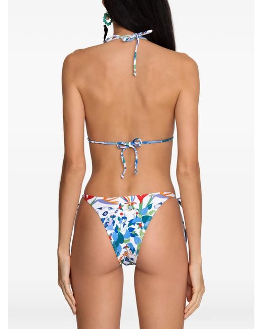Amir Slama White Floral-Print Tie Bikini