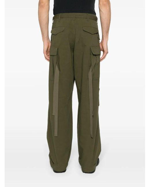 Sacai Green Cotton And Nylon Blend Cargo Trousers for men
