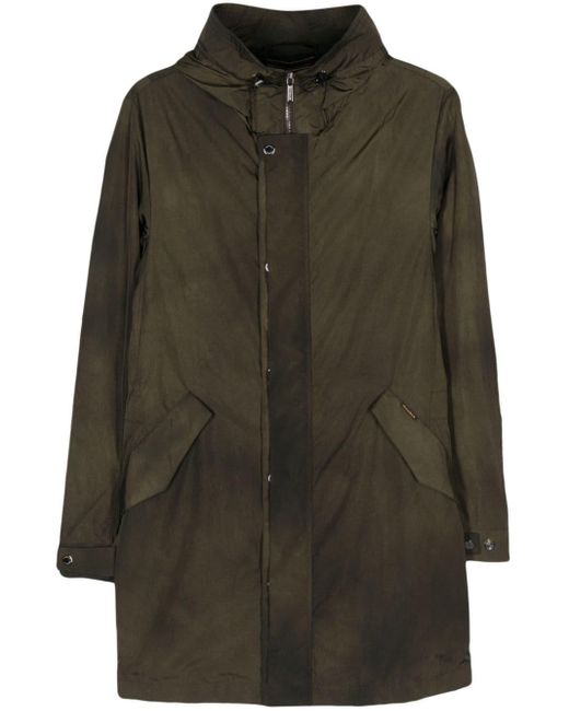 Moorer Green Hooded Midi Raincoat for men