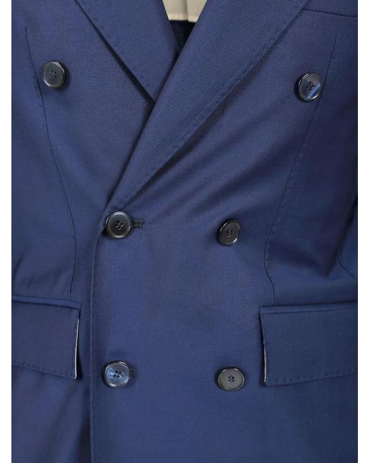 Al Duca D'aosta Blue Positano Double-Breasted Wool Suit for men